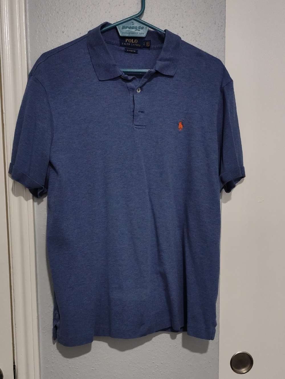 Polo by Ralph Lauren Heather Blue Short-Sleeve Polo with Orange Pony